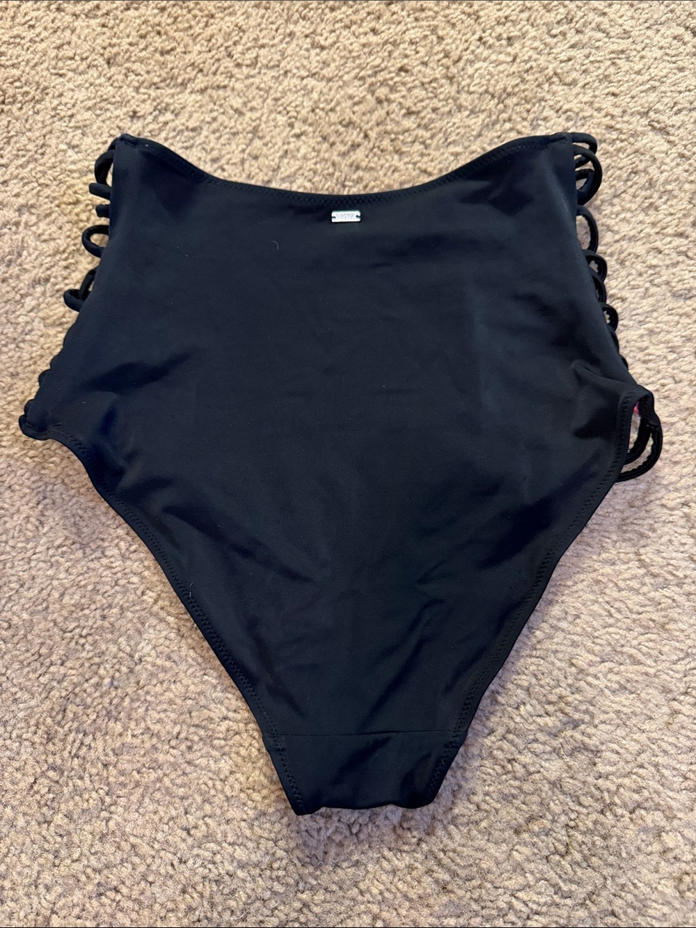 PINK Victoria's Secret Black Strappy High Waisted Swim Bottoms - M - Picture 3 of 3